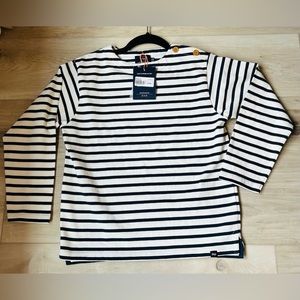 NWT French brand 3/4 sleeve navy striped shirt